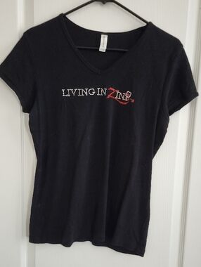 Living In Zin Black Short Sleeve V-Neck Tee